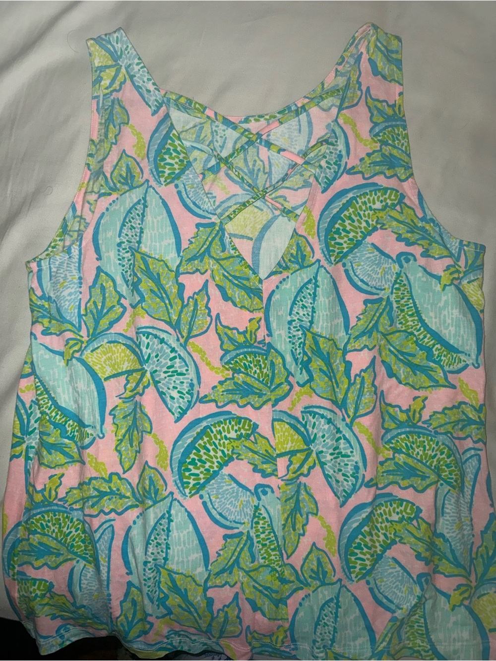 Sleeveless Lilly Pulitzer Tank Top - Pink & Aqua